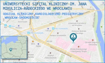 ODDZIAŁ KLINICZNY KARDIOLOGICZNO-PEDIATRYCZNY - UNIWERSYTECKI SZPITAL KLINICZNY IM. JANA MIKULICZA-RADECKIEGO WE WROCŁAWIU - UL. TYTUSA CHAŁUBIŃSKIEGO 2-2A,  WROCŁAW-ŚRÓDMIEŚCIE